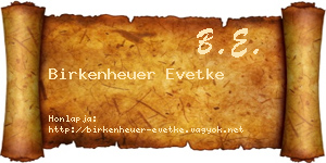 Birkenheuer Evetke névjegykártya